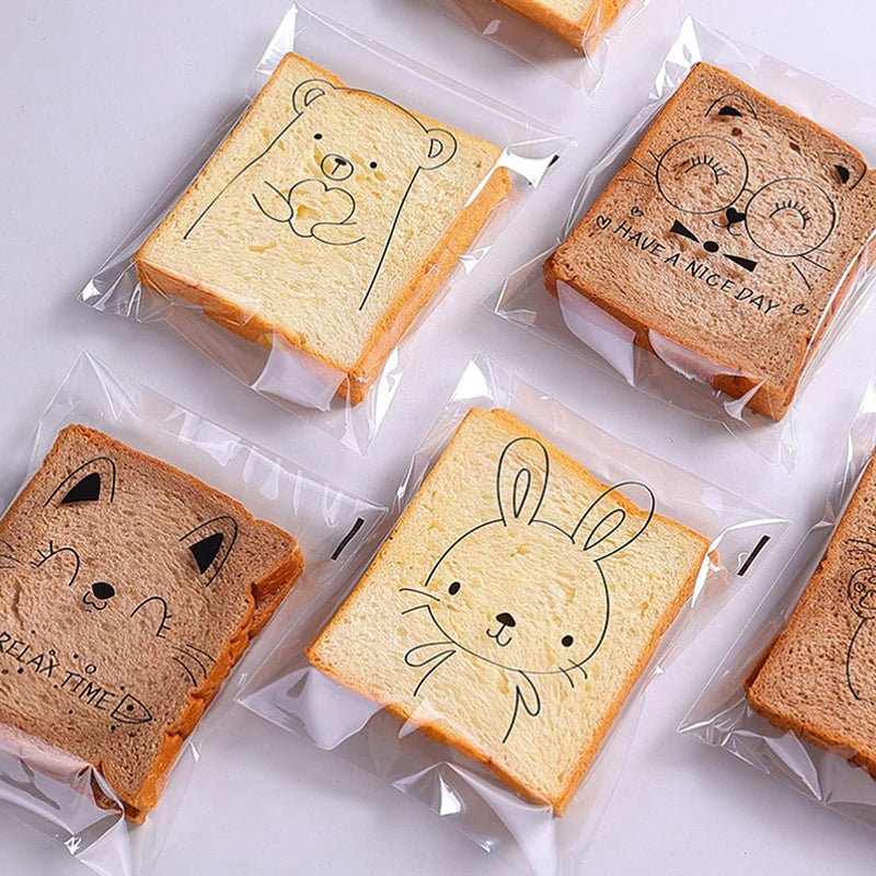 100Pcs Kids' Cartoon Sandwich Bags - Packaging for Fun Lunches!