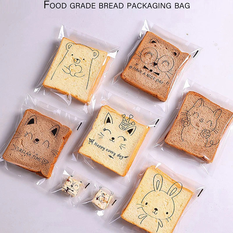 100Pcs Kids' Cartoon Sandwich Bags - Packaging for Fun Lunches!